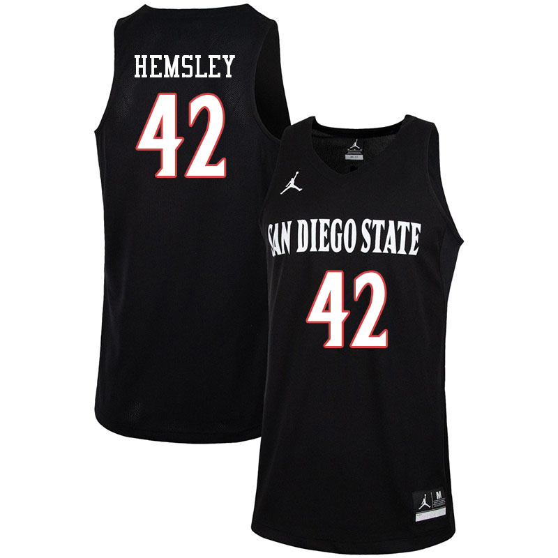 Jordan Brand Men #42 Jeremy Hemsley San Diego State Aztecs College Basketball Jerseys-Black